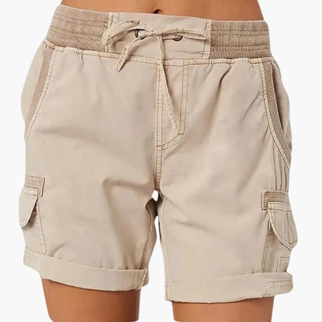 Short cargo femme avec cordon de serrage et poches