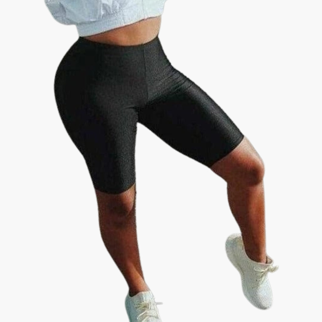 Short de sport femme taille haute à surface brillante