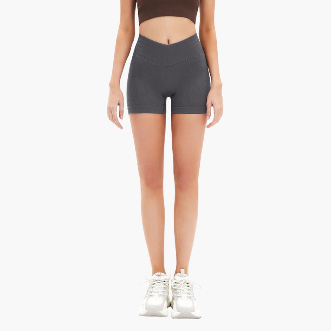 Short deportivo para mujer de talle alto con diseño acanalado
