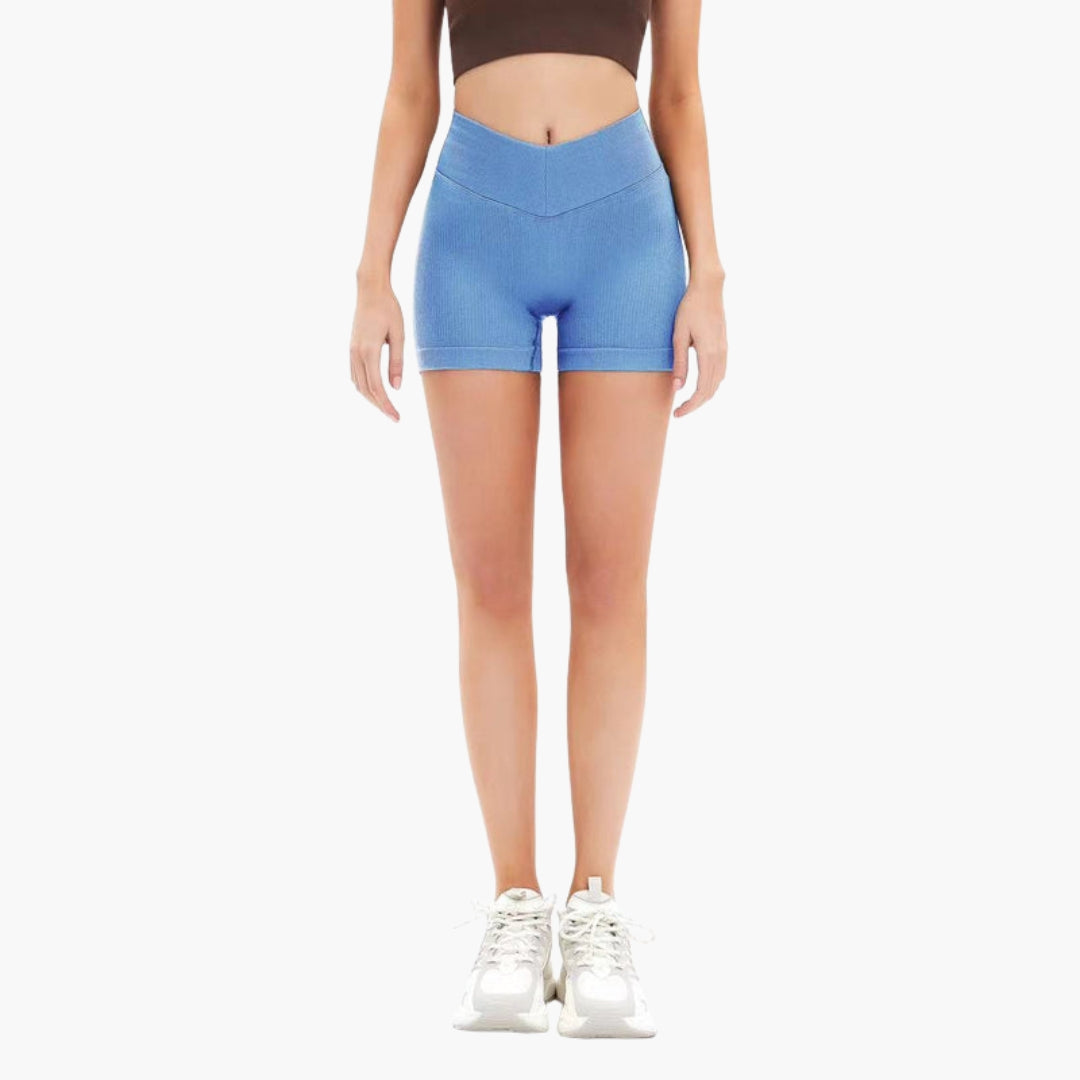 Short deportivo para mujer de talle alto con diseño acanalado