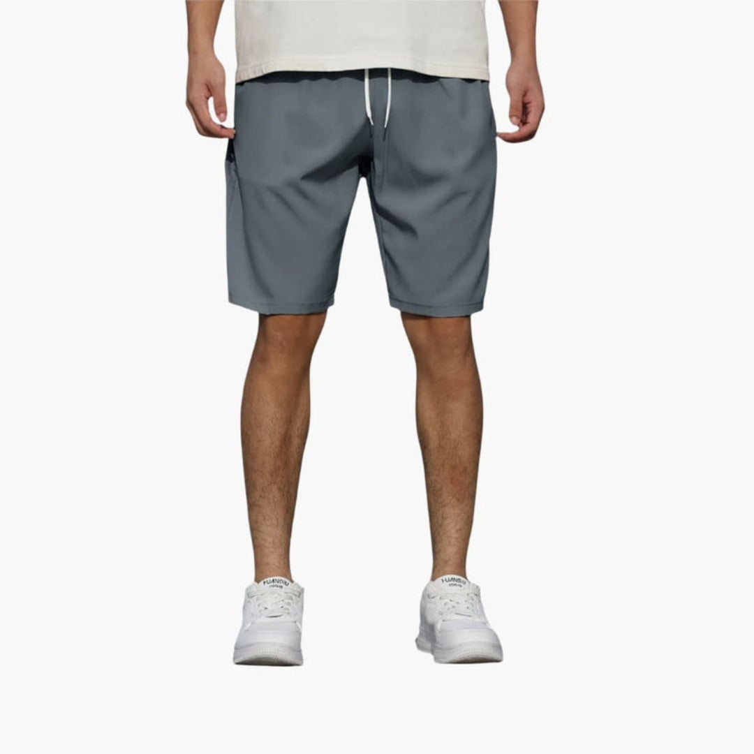 Short homme a taille à cordon et surface unie