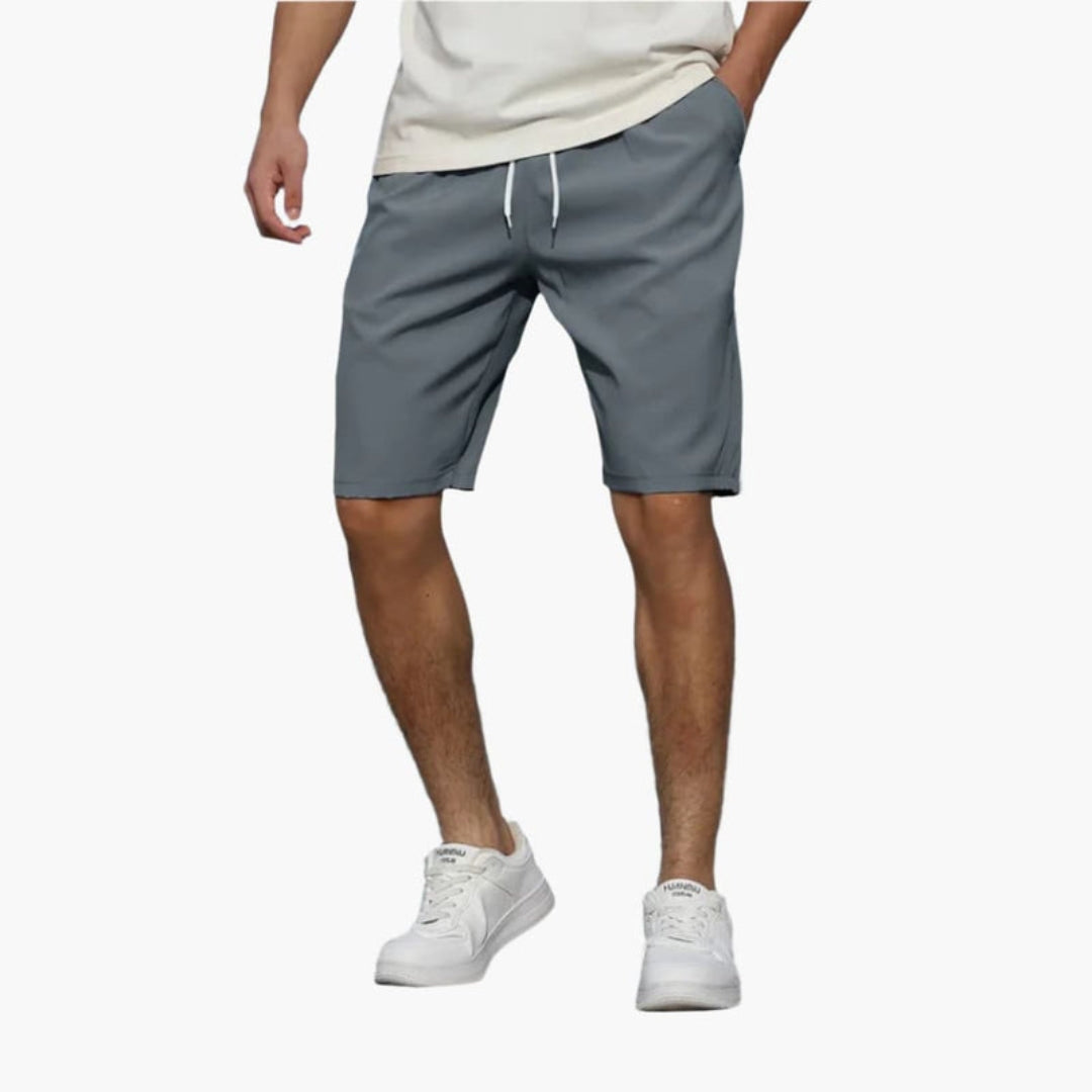 Short homme a taille à cordon et surface unie
