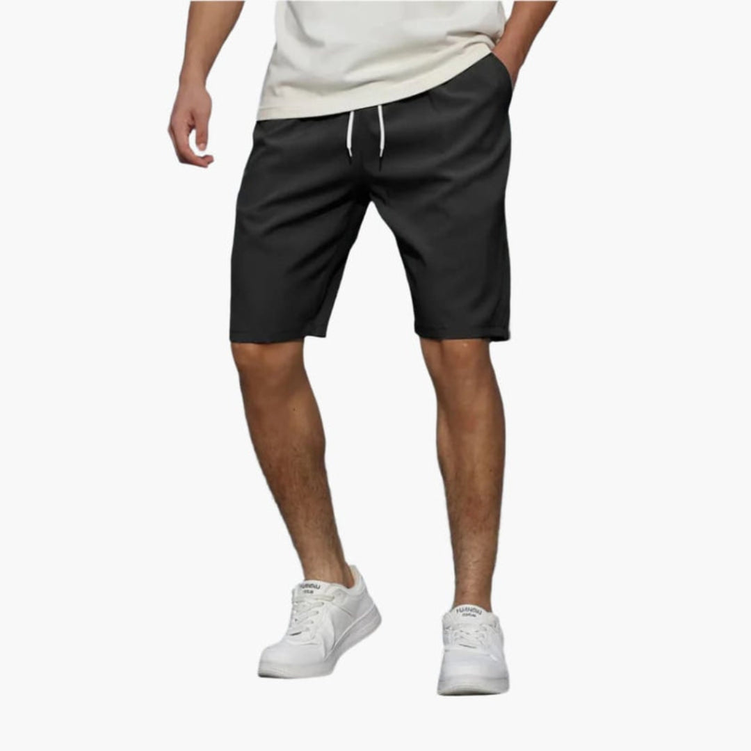 Short homme a taille à cordon et surface unie