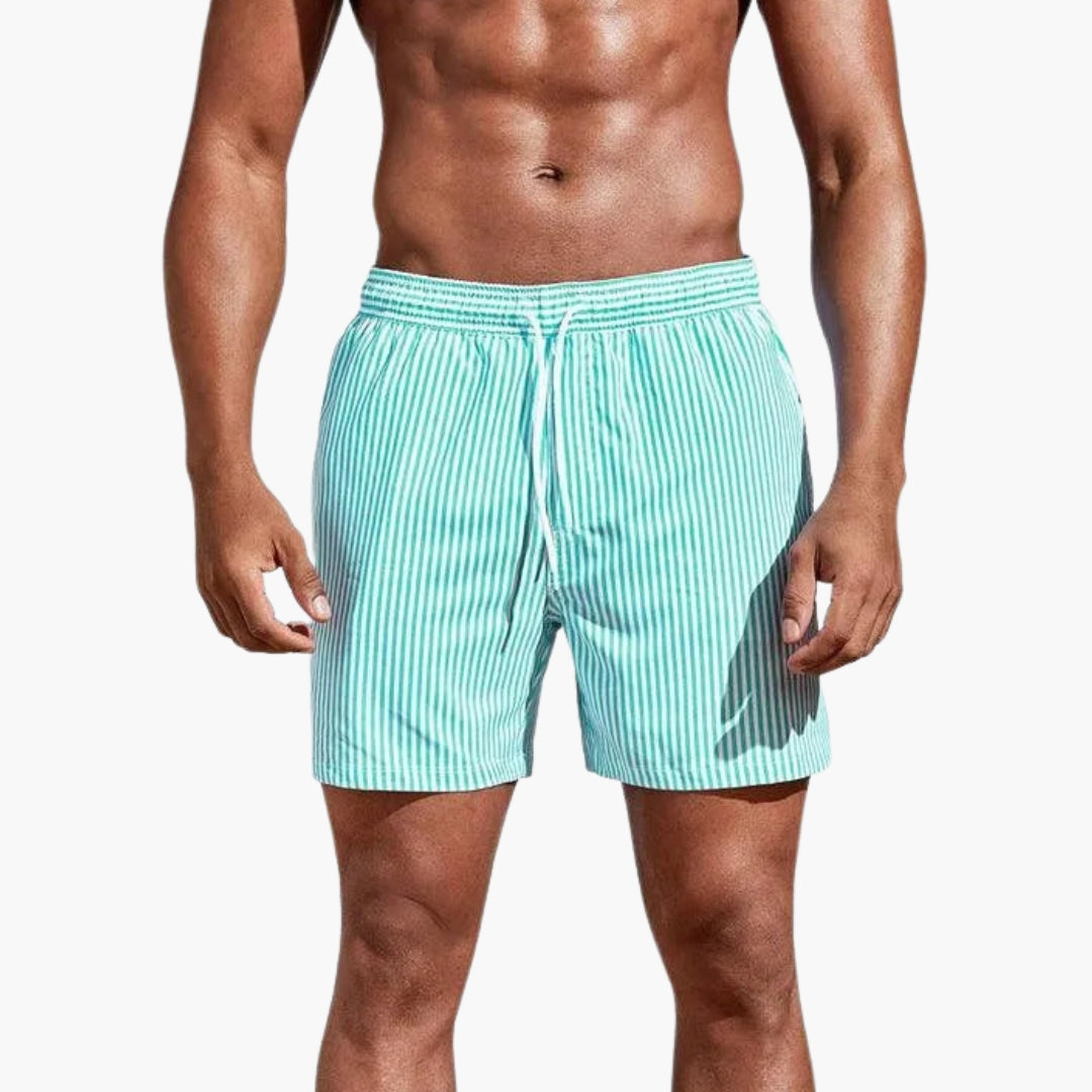 Pantalones cortos de surf para hombres con cintura ajustable con cordón