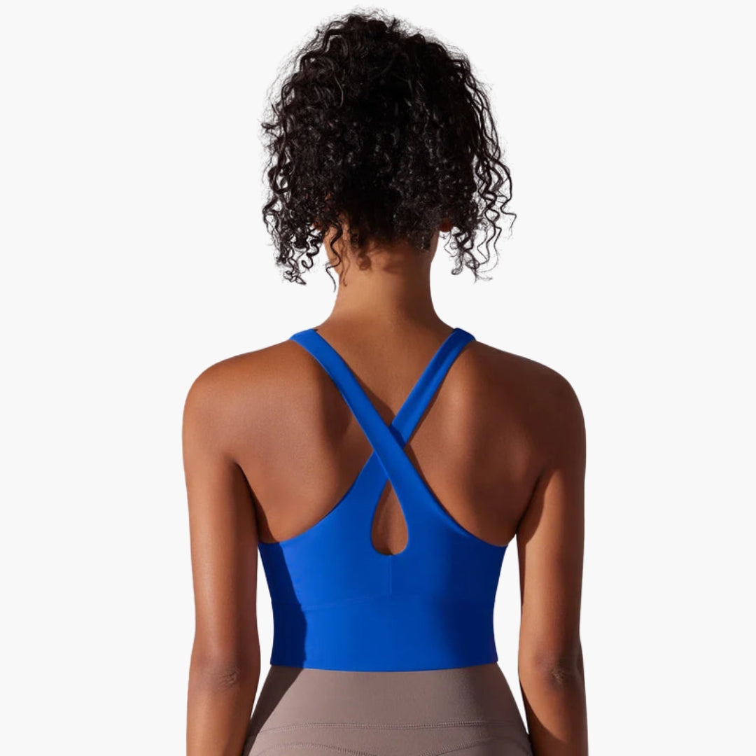 Yoga-BH für Damen mit gekreuztem Rücken und kurzem Schnitt