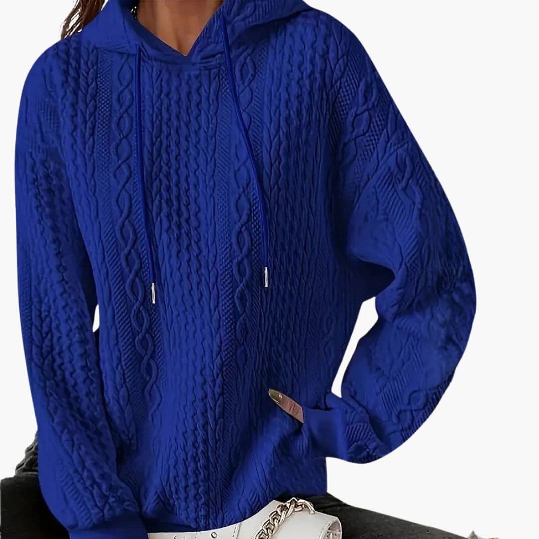 Damen Kapuzenpullover mit Zopfmusterstruktur