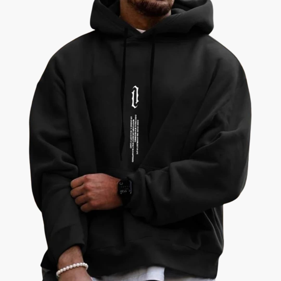 Sweat à capuche homme avec cordon et imprimé frontal