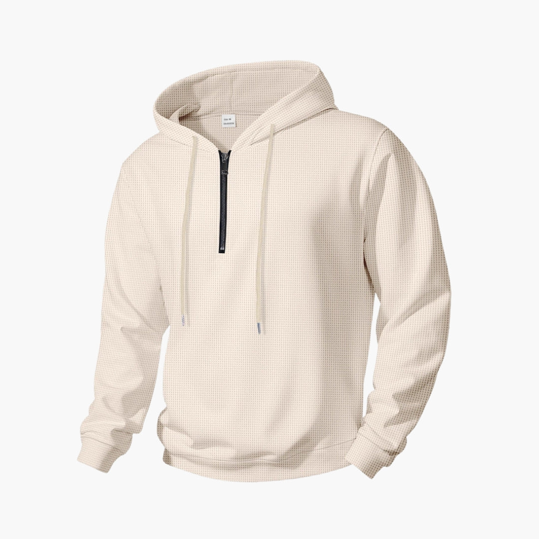 Sweat à capuche homme avec demi fermeture zippée