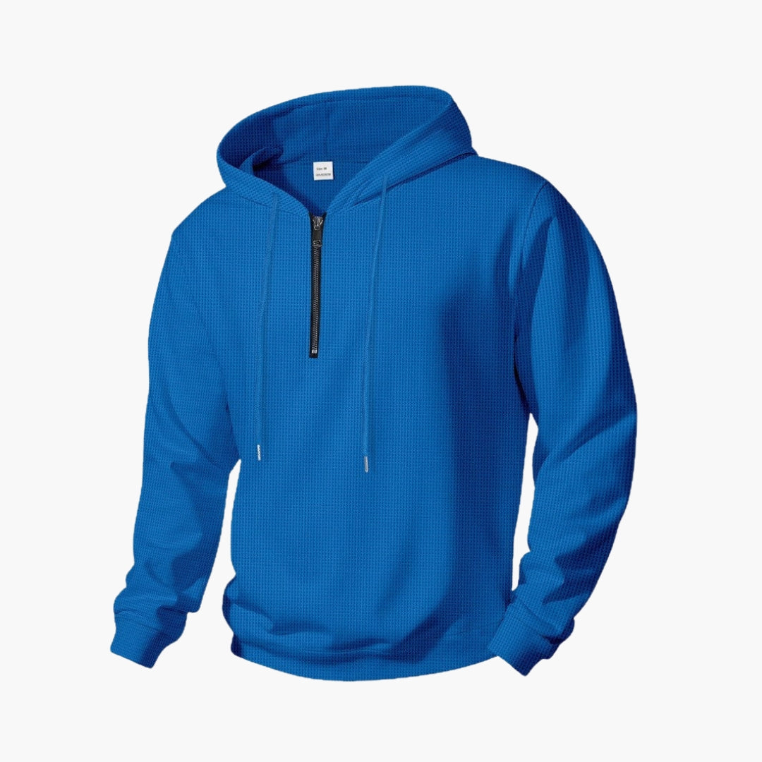 Sweat à capuche homme avec demi fermeture zippée