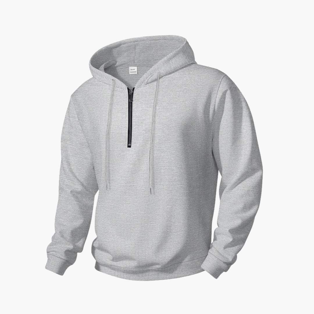 Sweat à capuche homme avec demi fermeture zippée