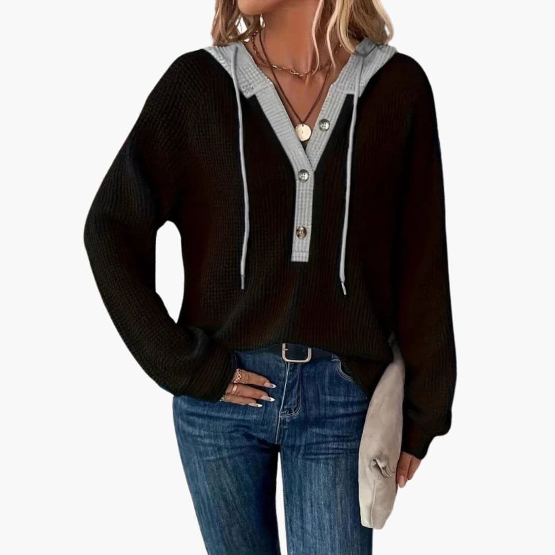 Sweat femme à capuche et doublure contrastante
