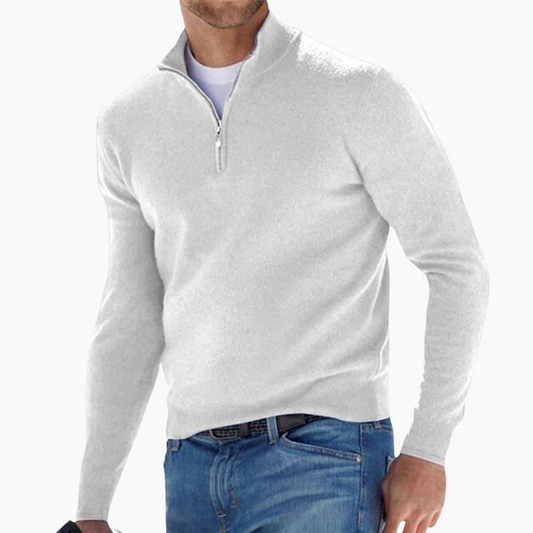 Sweat shirt homme demi zip à poignets côtelés