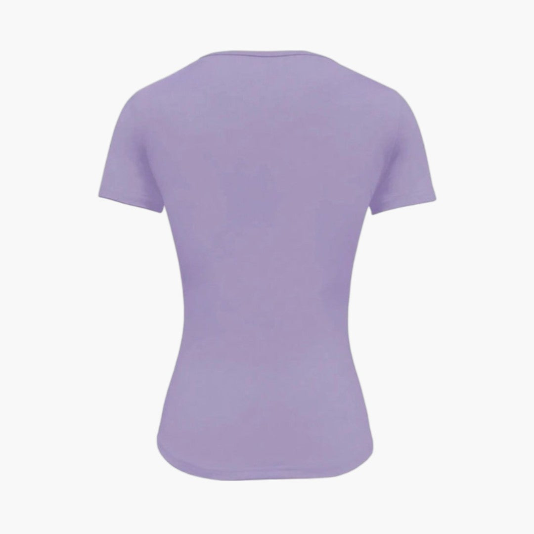 T-shirt til kvinder med rund hals og lige kant