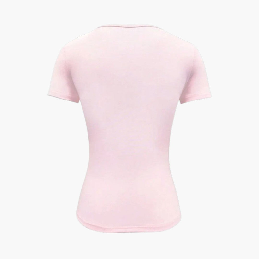 T-shirt til kvinder med rund hals og lige kant