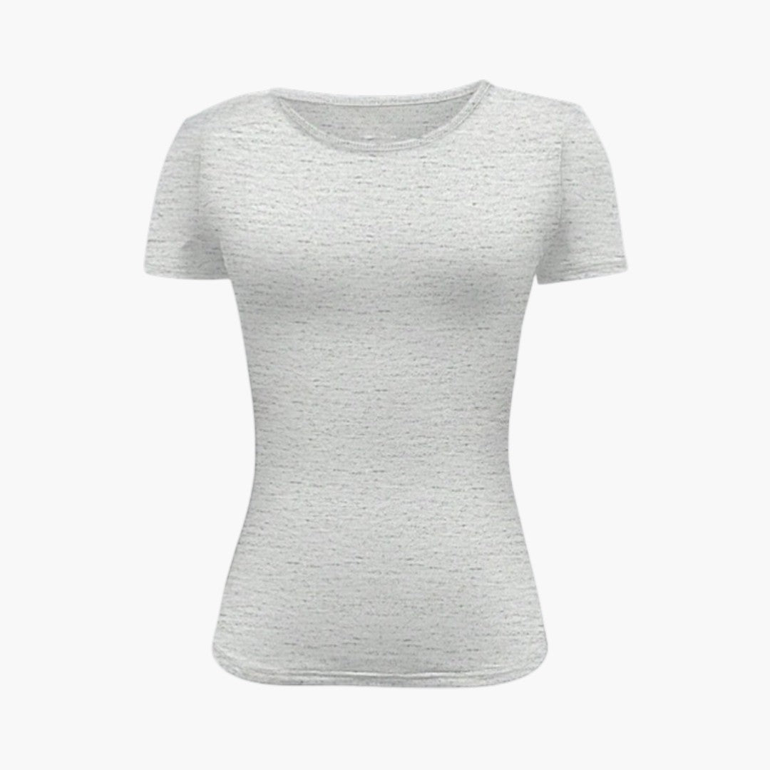 T-shirt til kvinder med rund hals og lige kant