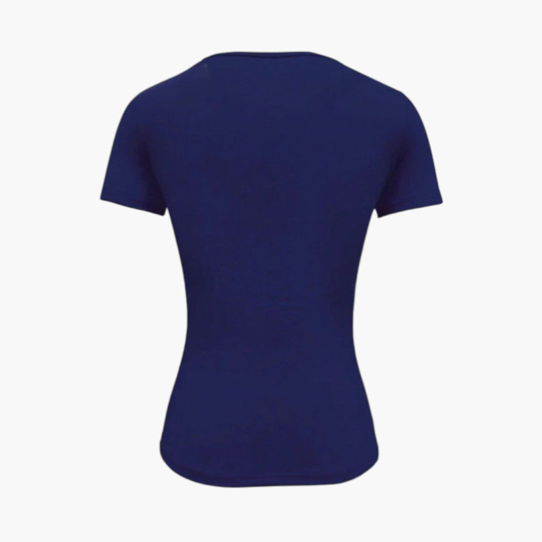 T-shirt til kvinder med rund hals og lige kant