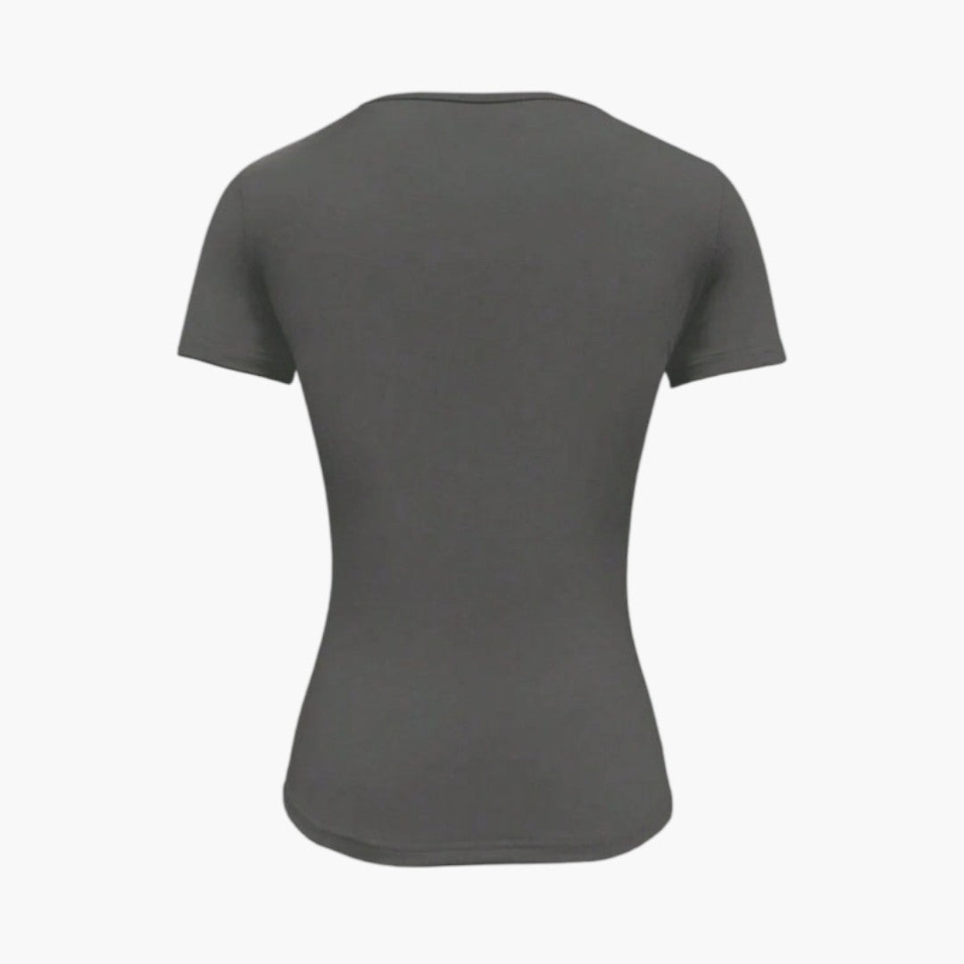 T-shirt til kvinder med rund hals og lige kant