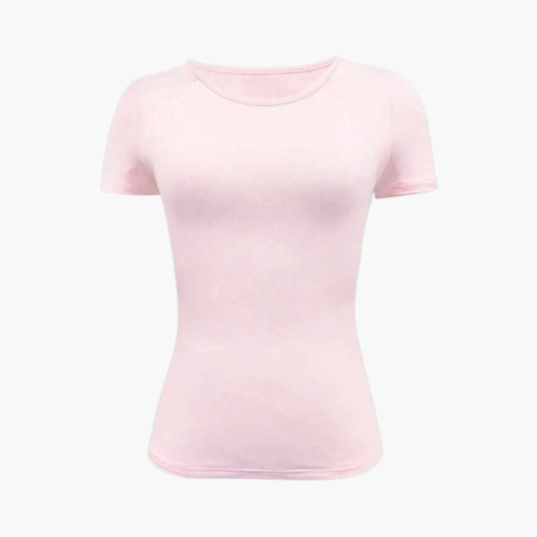 T-shirt til kvinder med rund hals og lige kant