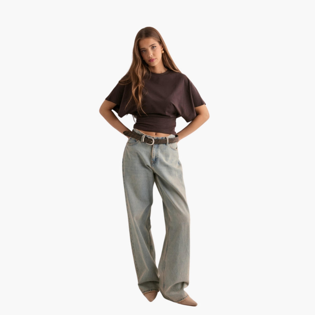 Women's Shirt with Round Neck and Wide Sleeves