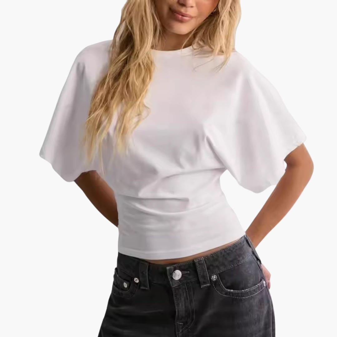 Women's Shirt with Round Neck and Wide Sleeves