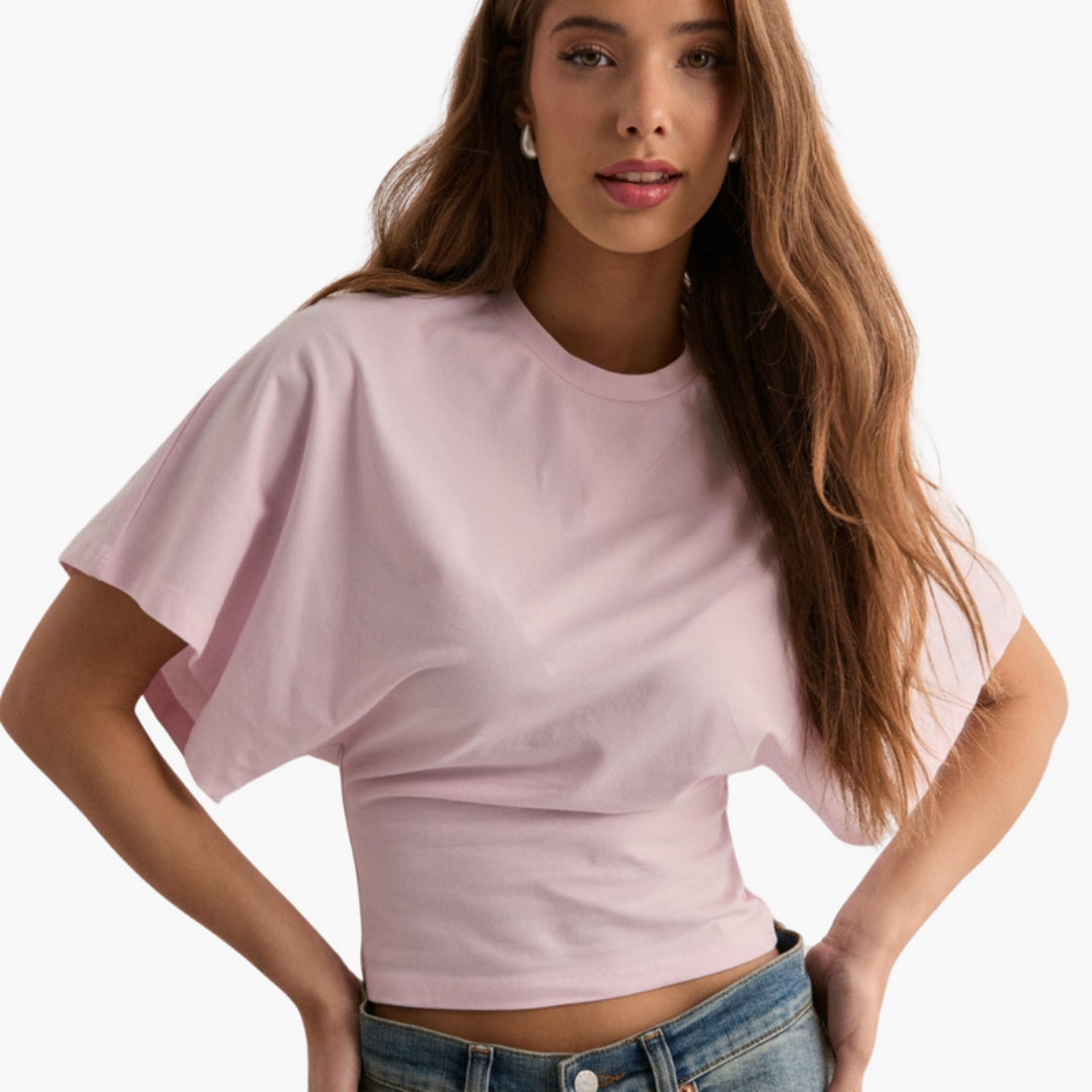 Women's Shirt with Round Neck and Wide Sleeves