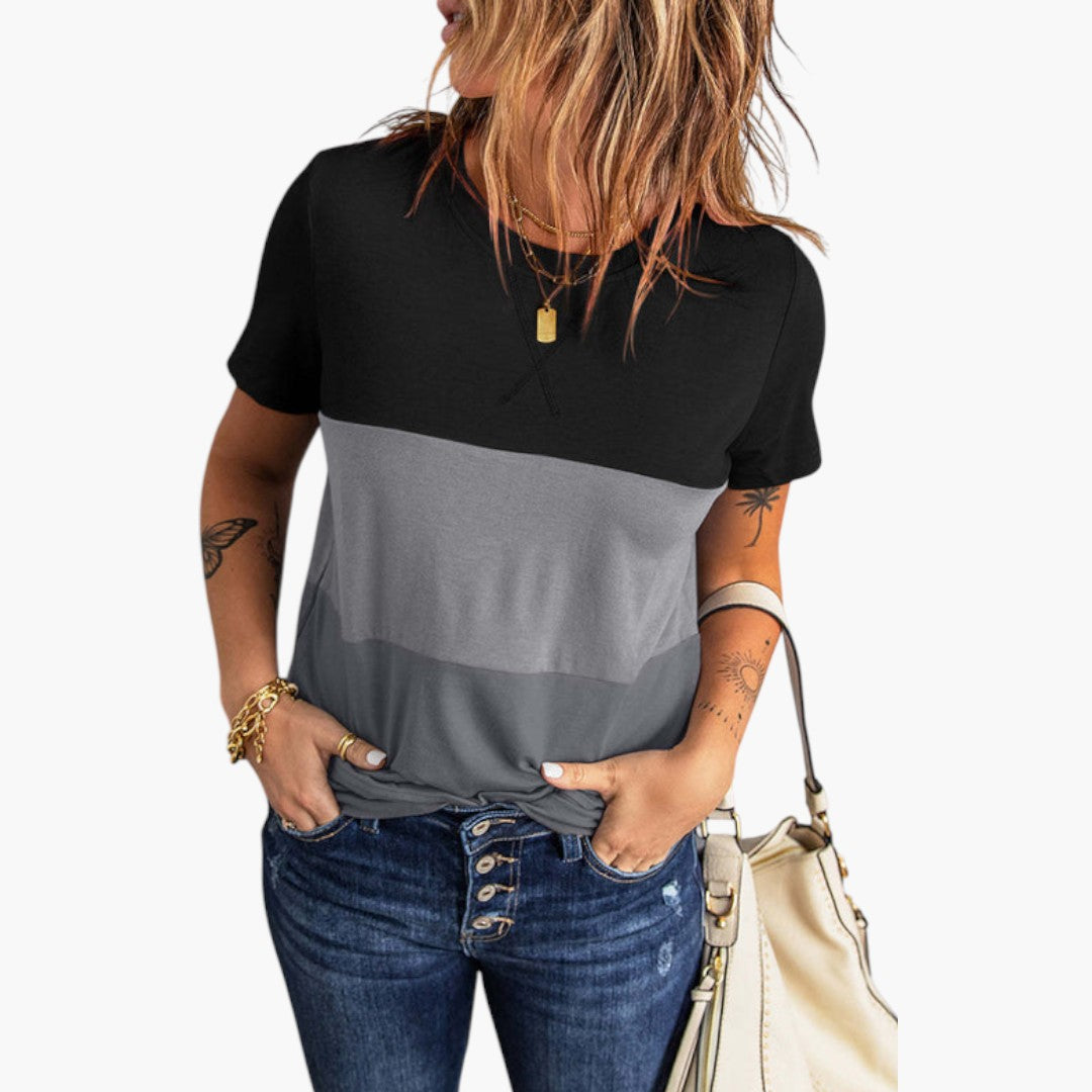 T shirt femme à panneaux à blocs de couleur