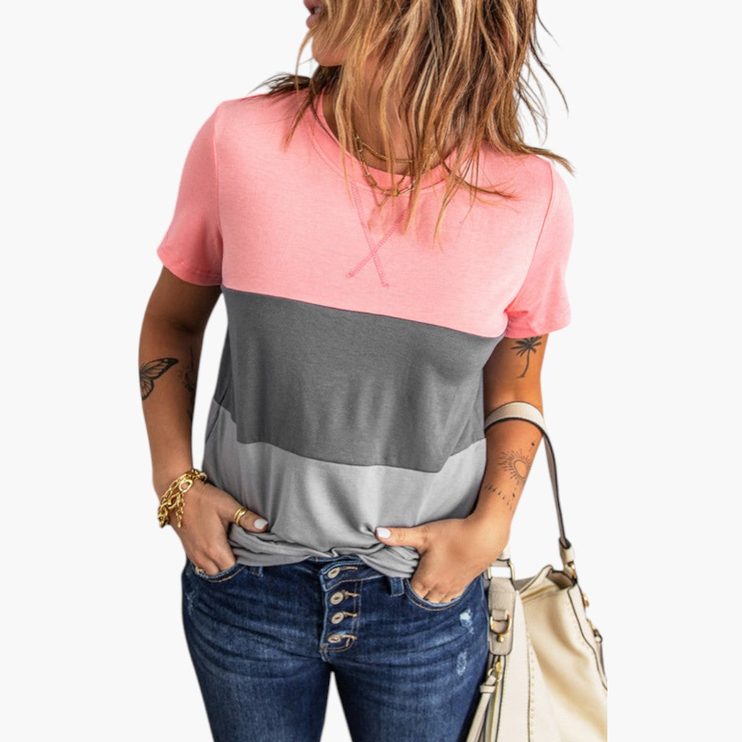 T shirt femme à panneaux à blocs de couleur