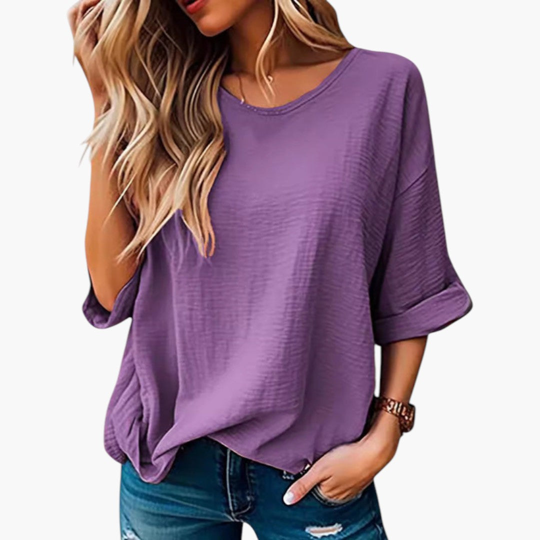 Damen-T-Shirt mit strukturierter Oberfläche und weiten Ärmeln