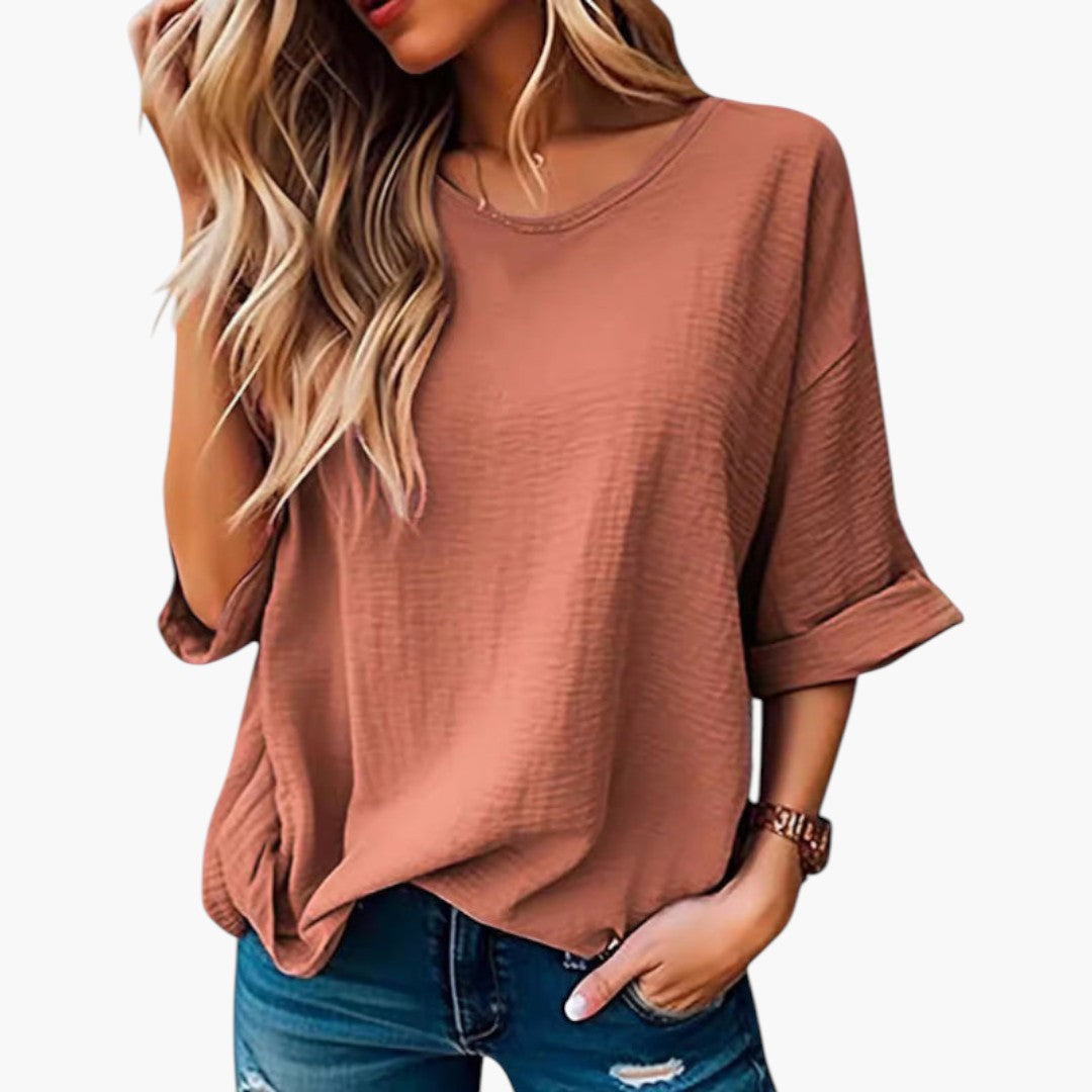 Damen-T-Shirt mit strukturierter Oberfläche und weiten Ärmeln