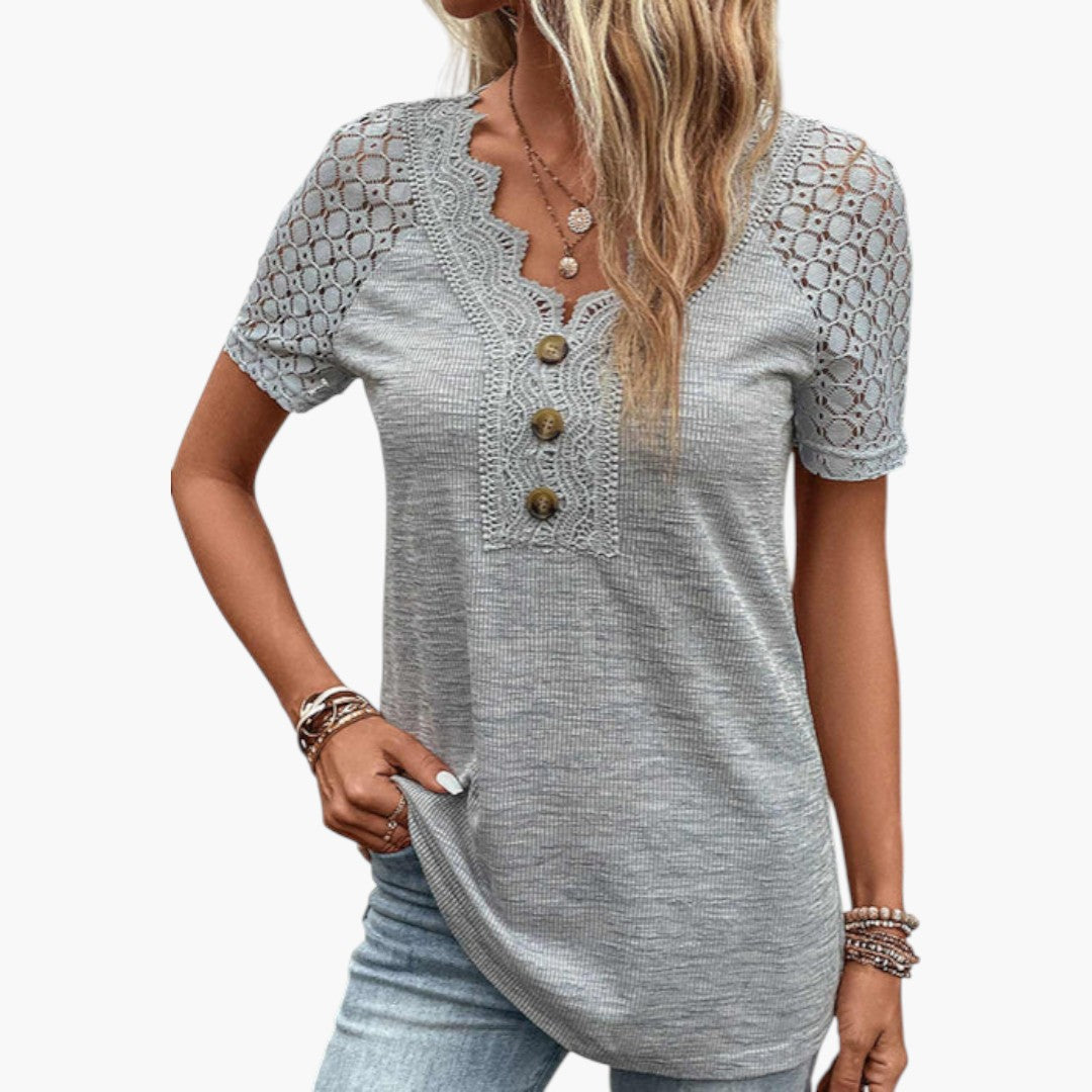 T shirt femme avec empiècements en dentelle