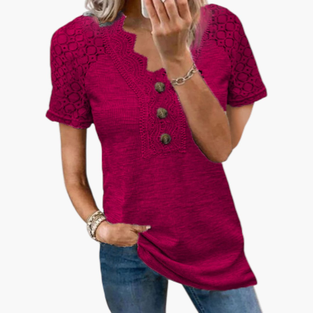 T shirt femme avec empiècements en dentelle