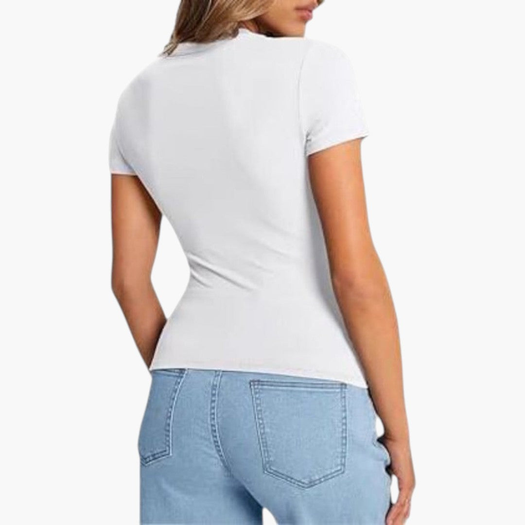 T-shirt til kvinder med rund hals og korte ærmer