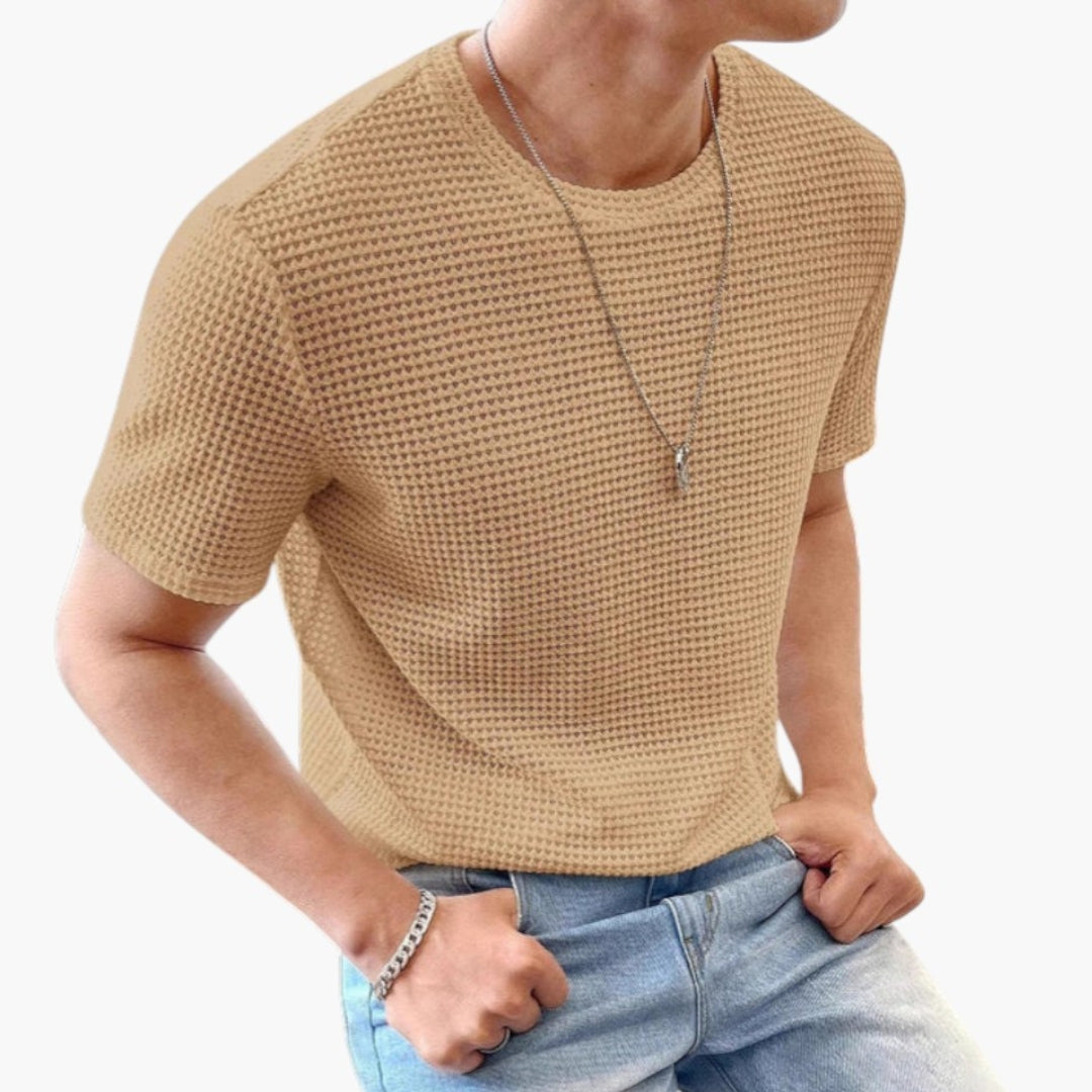 T shirt homme à surface texturée et manches courtes