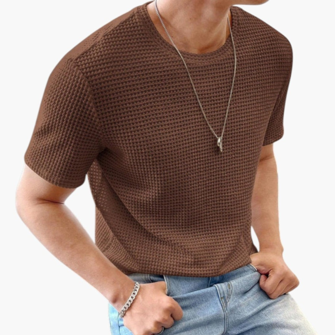 T shirt homme à surface texturée et manches courtes