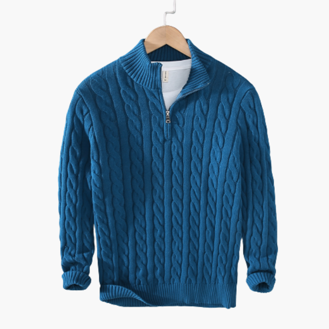 Pull Homme avec Demi-Zip et Ourlet Côtelé