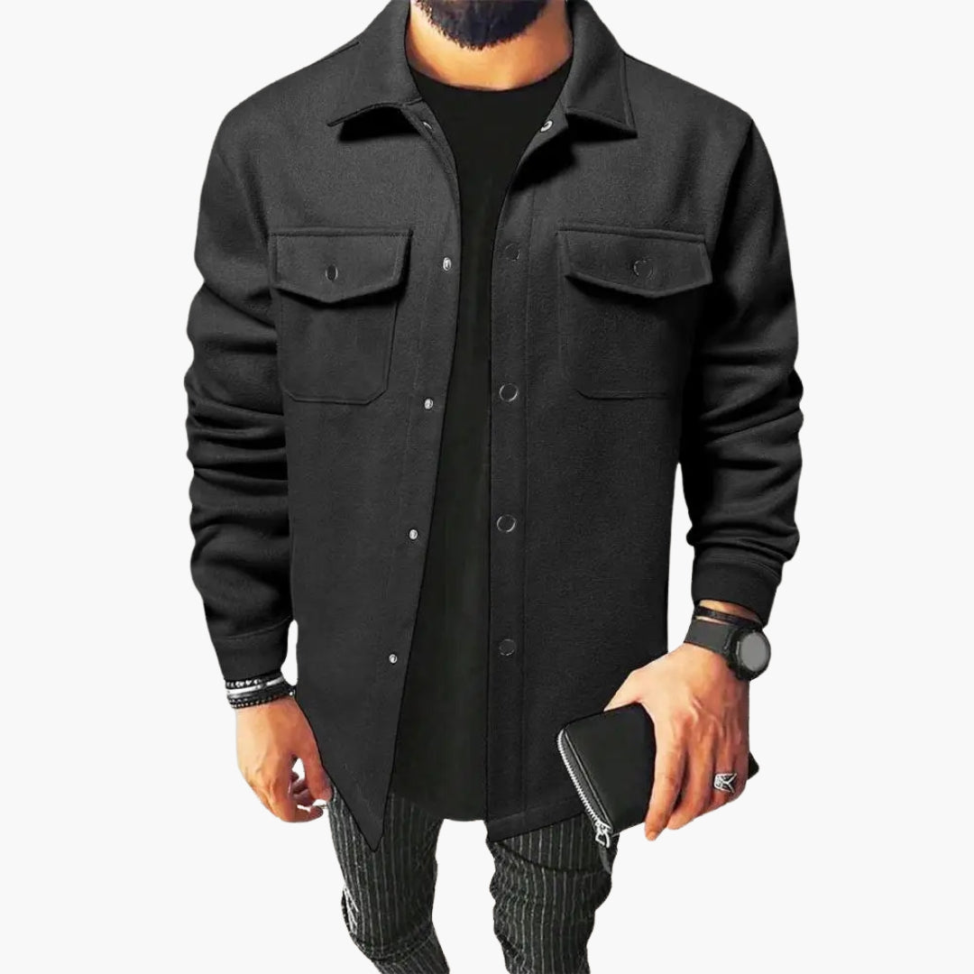 Veste Chemise Homme Coupe Ample avec Poches Poitrine