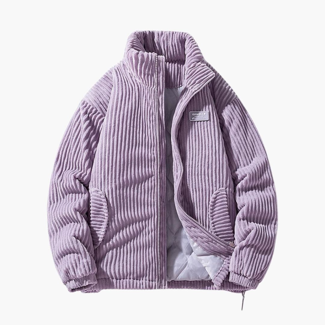 Veste Côtelée Homme avec Doublure Matelassée et Finition Structurée
