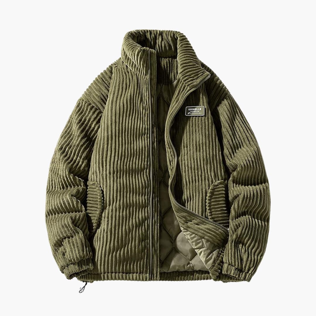 Veste Côtelée Homme avec Doublure Matelassée et Finition Structurée