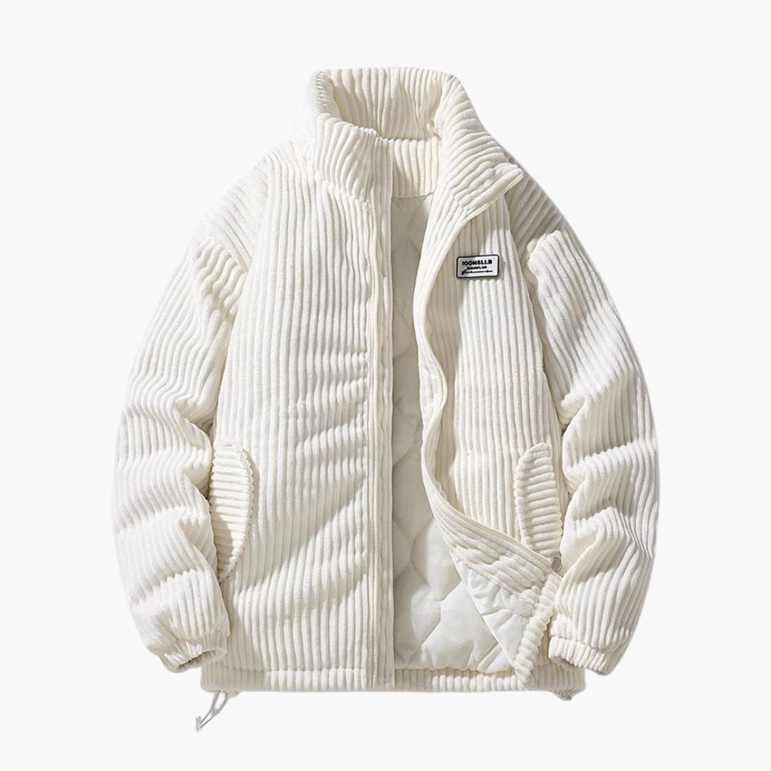 Veste Côtelée Homme avec Doublure Matelassée et Finition Structurée
