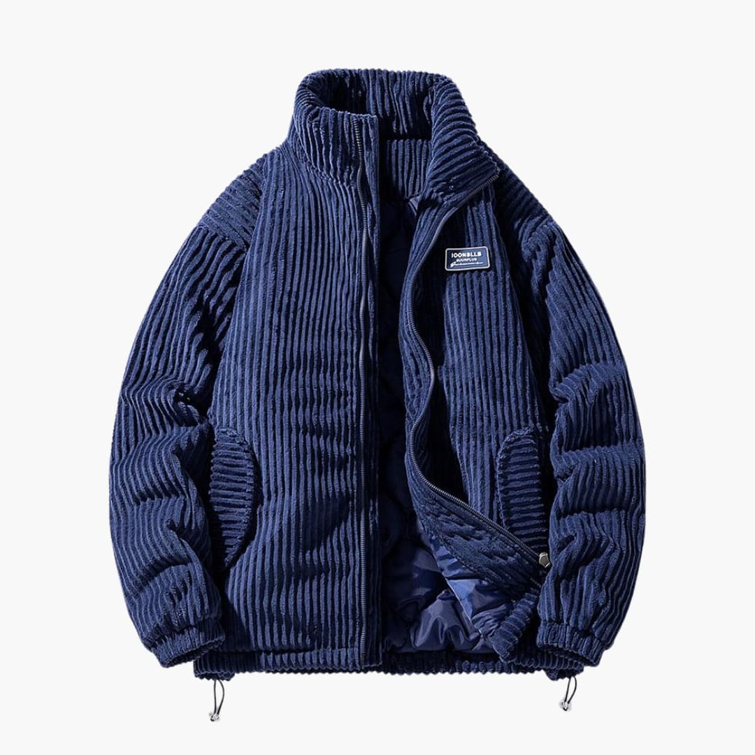 Veste Côtelée Homme avec Doublure Matelassée et Finition Structurée
