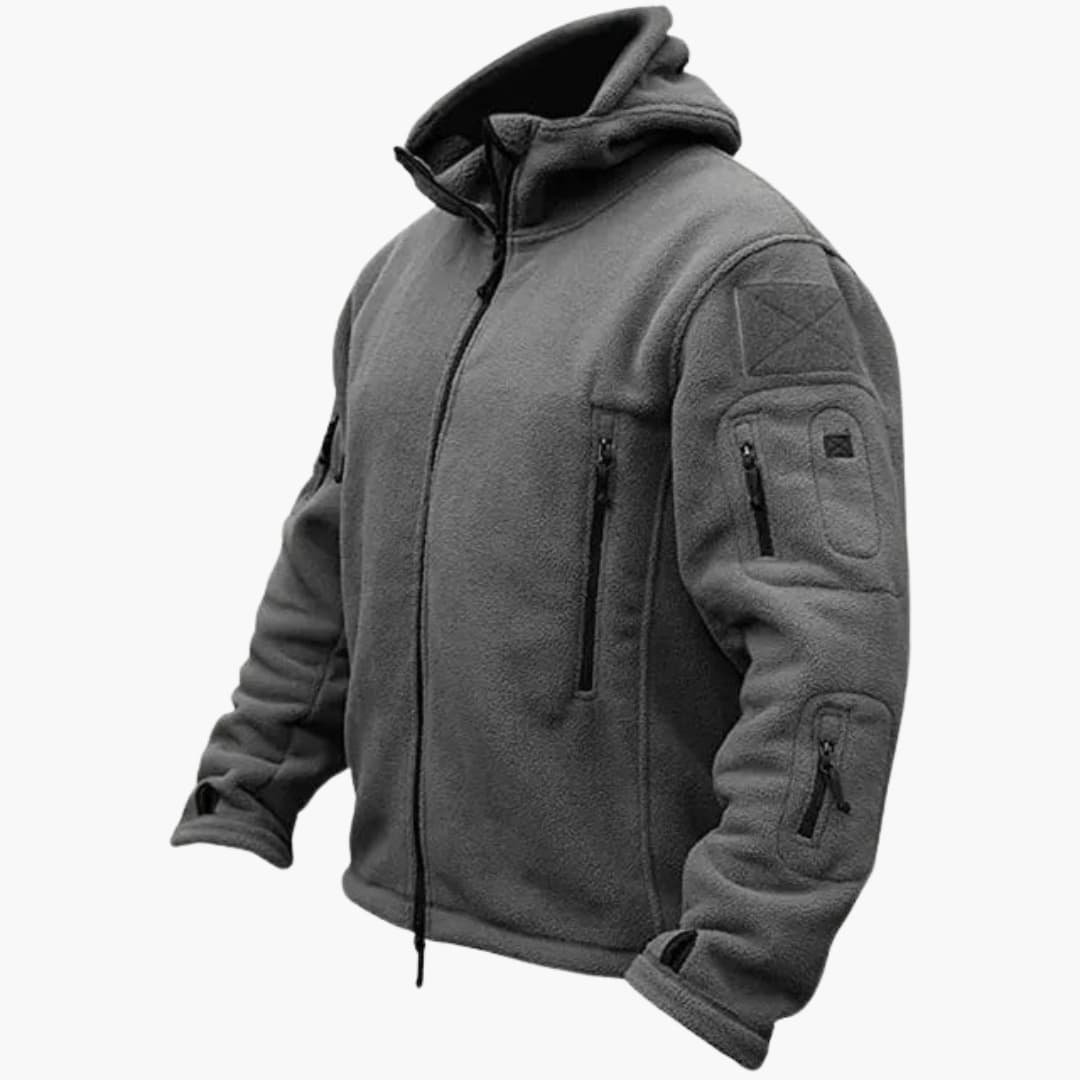 Giacca Polare Tattica Uomo con Cappuccio e Molteplici Tasche con Cerniera
