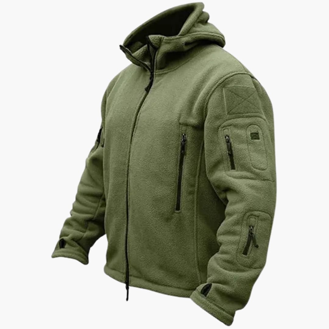 Giacca Polare Tattica Uomo con Cappuccio e Molteplici Tasche con Cerniera