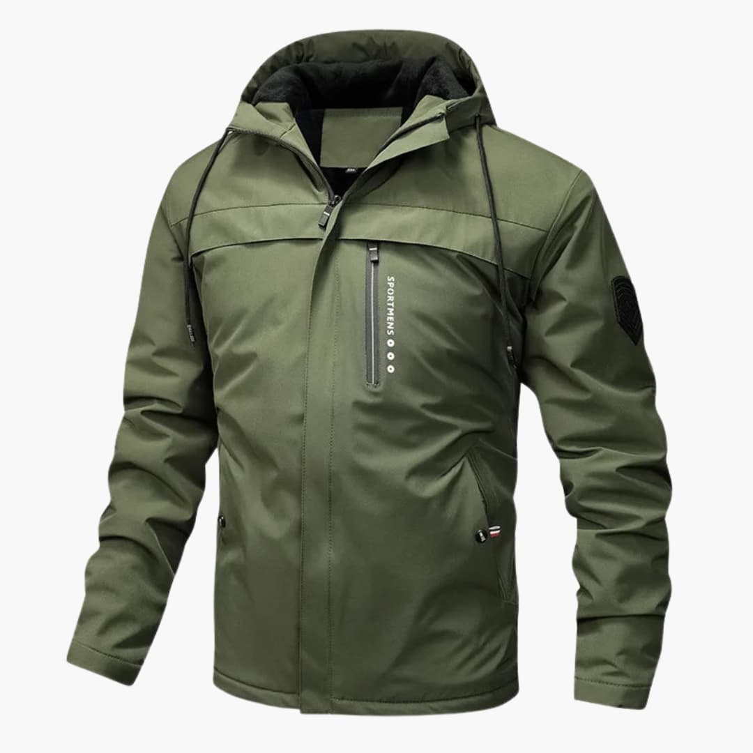 Chaqueta con capucha para hombre con forro interior y cremallera frontal
