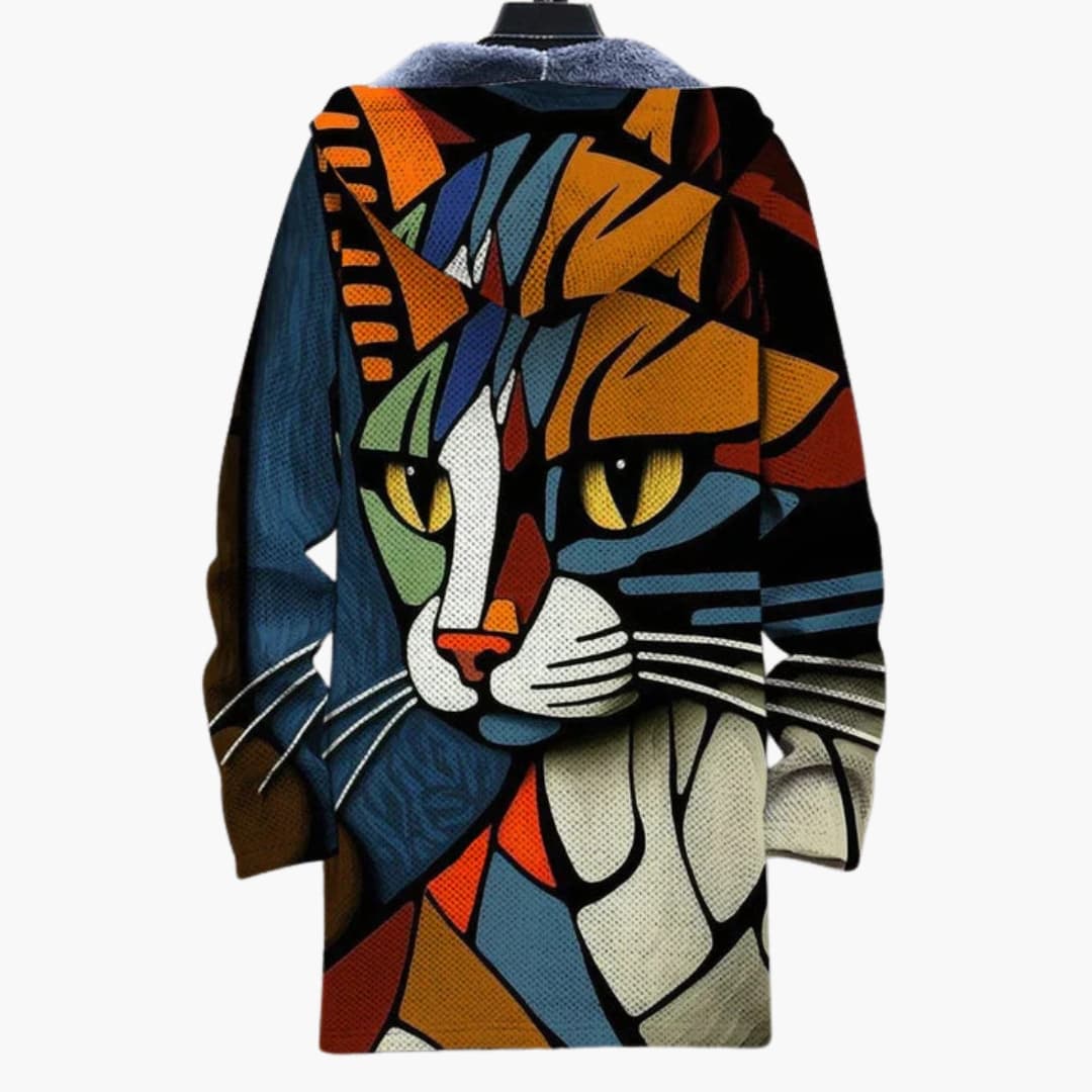 Veste à capuche pour femme avec imprimé artistique et surface tissée