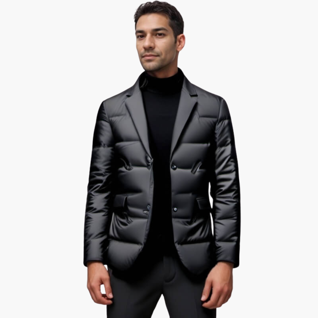 Chaqueta blazer acolchada para hombre con cierre de botones y paneles acolchados
