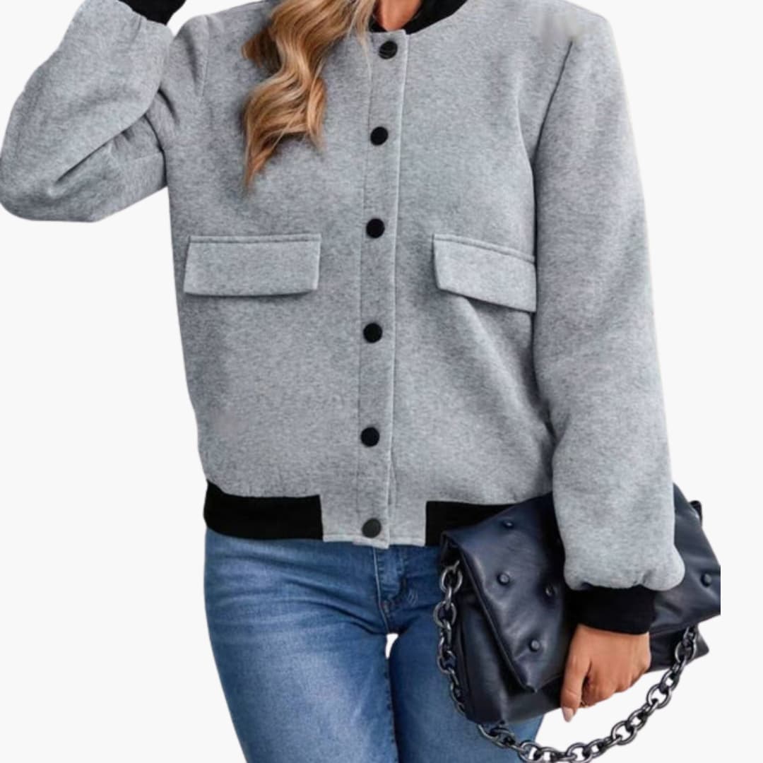 Giacca bomber donna con superficie a pannelli e chiusura con zip