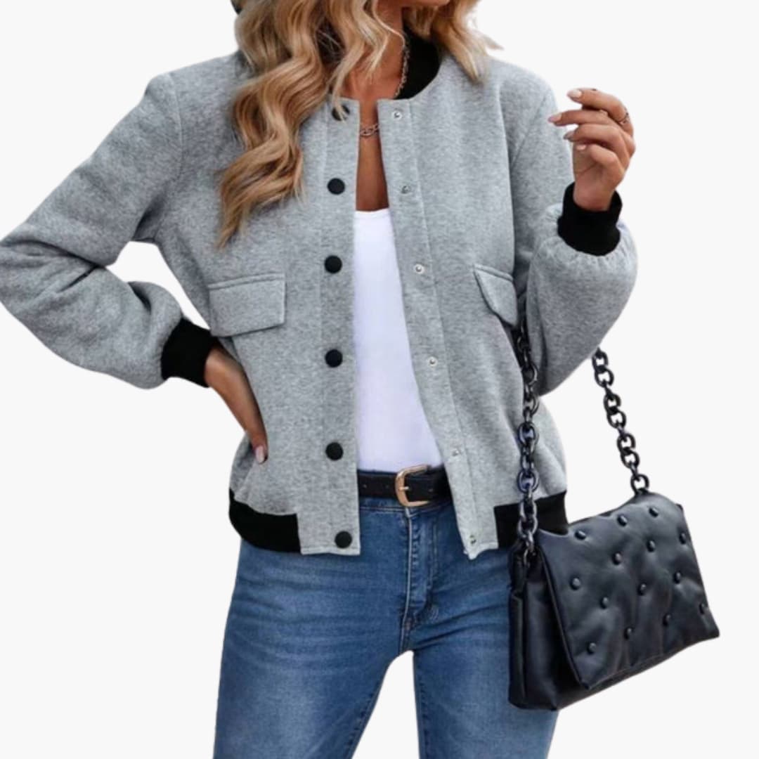 Giacca bomber donna con superficie a pannelli e chiusura con zip