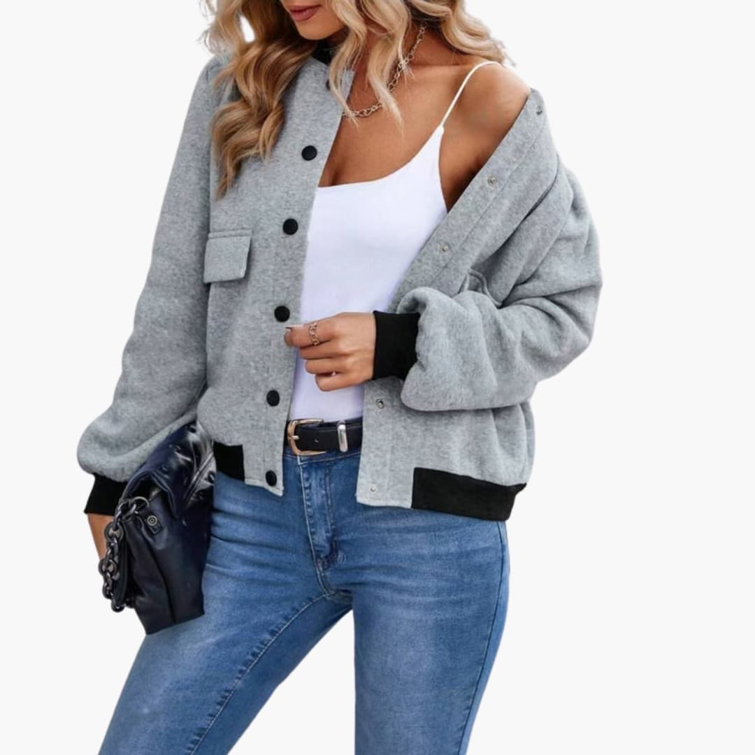 Giacca bomber donna con superficie a pannelli e chiusura con zip