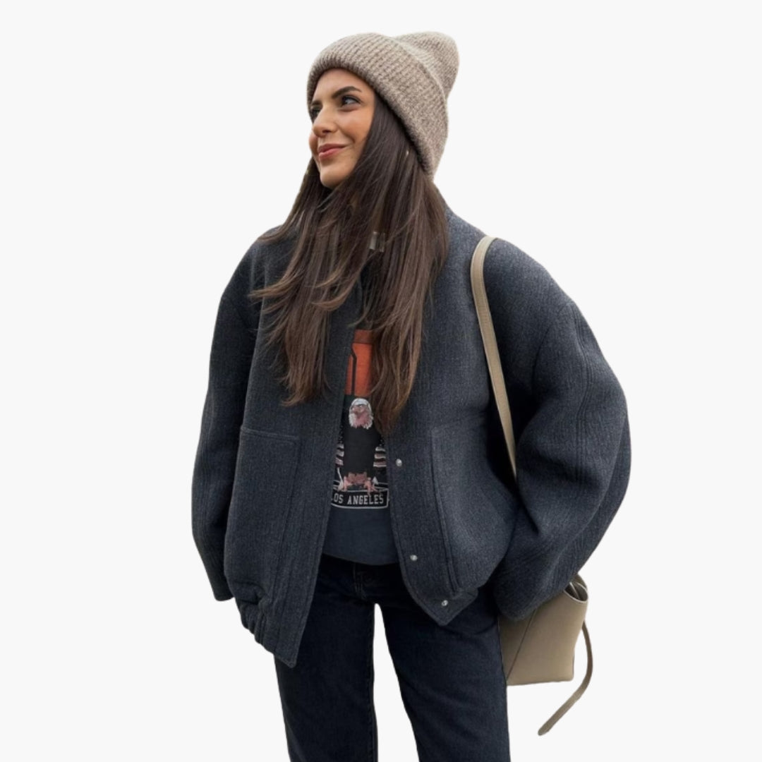 Veste bomber femme avec col montant et poches avant