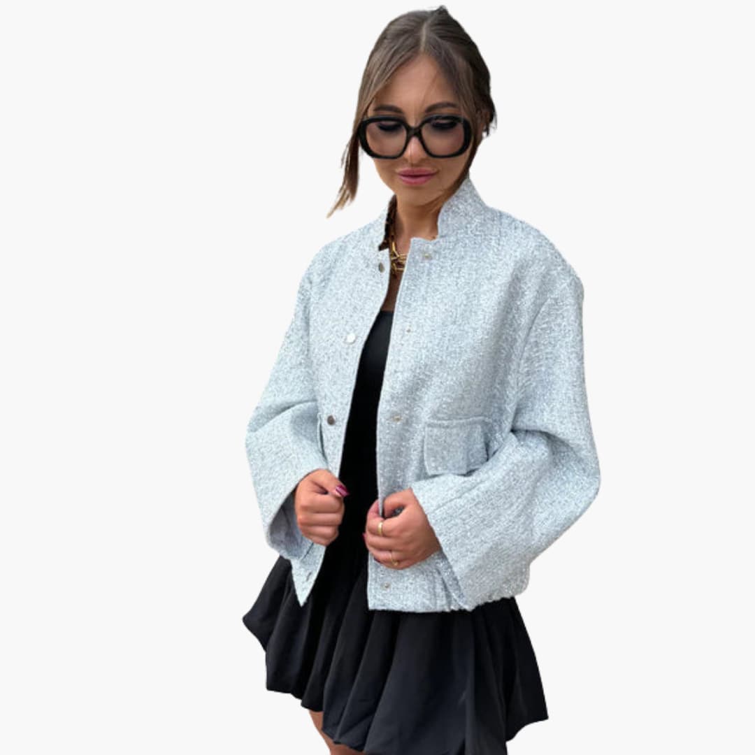 Veste bomber femme avec fermeture zippée et détails côtelés